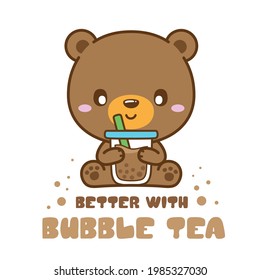 Bear love bubble Tea  Boba Milk Tea  Yummy drinks  Boba  Bubble Milk Tea  Vector Illustration