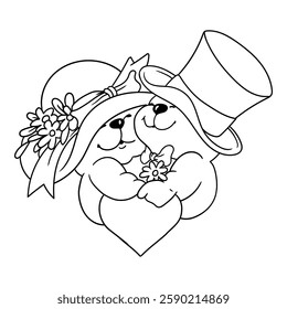 bear love coloring illustration vector