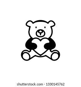 bear love heart icon, vector, eps10