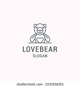 bear love logo linear vector icon illustration