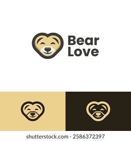 bear love mascot logo vector