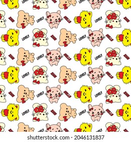 bear love pattern background wallpaper vector illustration editable