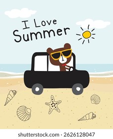 bear love summer doodle vector can be used for nursery room, textile, wallpaper, packaging, clothing