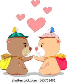 Bear in love in valentines day