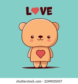 Bear love. Valentine's Day. Hearts Postcard. Cute love