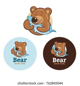 Bear Loves Fish Logo or Illustration