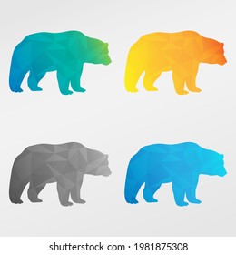 Bear Low Poly Animal Clip Art Design. Geometric Polygon Graphic Silhouette Icon. Vector Illustration Symbol.