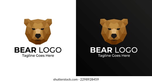 Bear Low Poly Logo Design. Polygonal Design. Geometric Design. Modern Logo