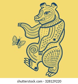 bear lubok folk style