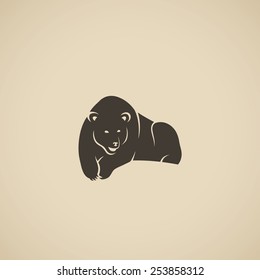 Bear lying down - vector illustration