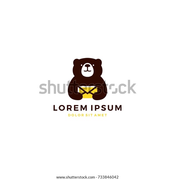 Bear Mail Message Teddy Logo Template Stock Vector (Royalty Free ...