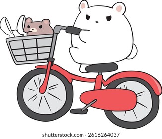 Bear mama shopping with a bicycle