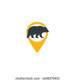 Bear map pin shape concept Logo Icon Designs Vector. Bears Logo Concepts. Icon Symbol.	