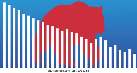 Bear market background. Bearish market banner template. Bear stock market loss vector 
