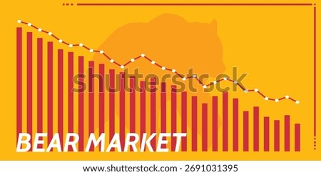 Bear market background. Bearish market banner template. Bear stock market loss vector 