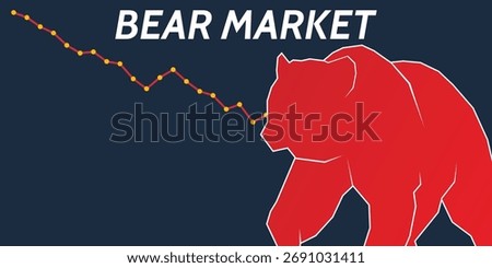 Bear market background. Bearish market banner template. Bear stock market loss vector 