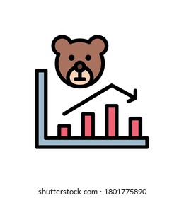 Mercado de oso, icono de gráfico. Color simple con elementos de vector de contorno de iconos económicos para ui y ux, sitio web o aplicación móvil