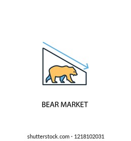 Bear Market concept 2 colored line icon. Simple yellow and blue element illustration. Bear Market concept outline symbol design