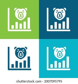 Bear Market Flat four color minimal icon set