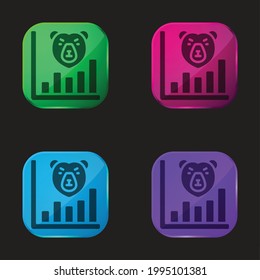 Bear Market four color glass button icon