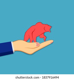 Bear market in the hands of investors. Bear market concept