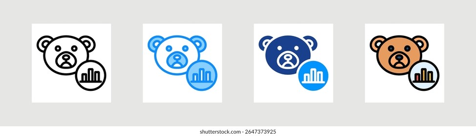 Bear Market Icon Collection Set Multiple Style