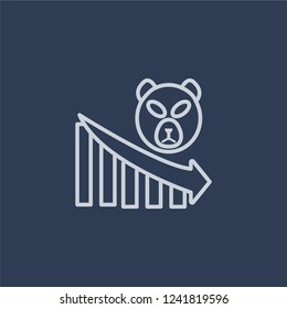 Bear market icon. Bear market linear design concept from Bear market collection. Simple element vector illustration on dark blue background.