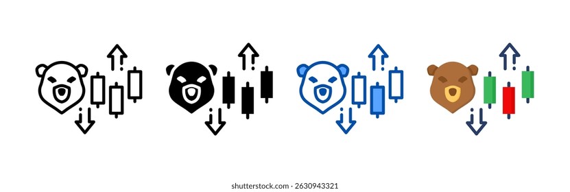Conjunto de iconos de mercado de oso Paquete. Colección de iconos de estilo múltiple perfecta para Sitios web, App y presentaciones. Colección de icono de Vector simple