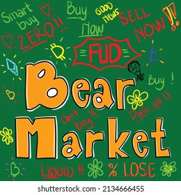 Bärenmarktbriefe, doodle-Bild zur Illustration eines bärlichen Marktzustands.
