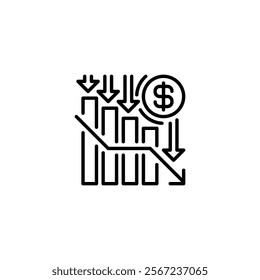 Bear Market Line Icon. linear style sign for mobile concept and web design. Outline vector icon.