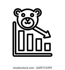 Bear Market Line Vector Illustration On White Background.