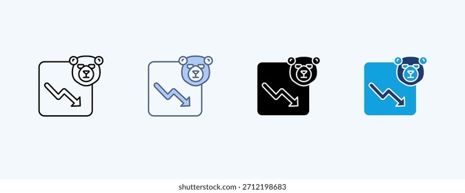 Bear Market Multiple Icon Illustration Vector