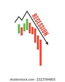 Bear Market, Stock Market, Stock Market Exchange, Recession, Stock Market Crash, Economy, Money Sign Arrow Bar Graph Icon Vector Illustration Background
