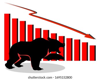 bear market trend and Bar graph on white background vector
