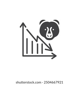 Bear Market vector icon. filled flat sign for mobile concept and web design. Falling stock prices glyph icon. Symbol, logo illustration. Vector graphics