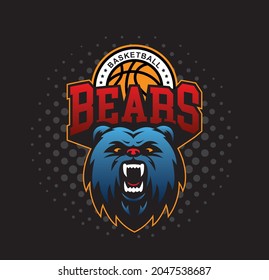 Bear mascot basketball sport logo design 