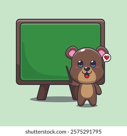 bear mascot cartoon character vector illustration with blackboard.
design element for poster, brochure, web, mascot, sticker, logo and icon.
