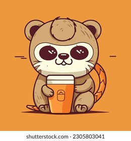 personaje de mascota de oso para una taza de café alegre para una cafetería