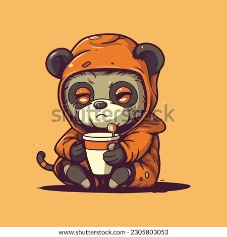 bear mascot character for a cup of coffee cheerful for a cafe