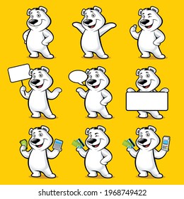 Bear mascot Design in Set vector