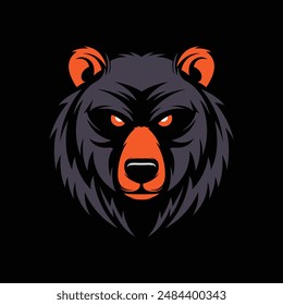 Bear mascot emblem badge dark logo vector illustration esports clip art business game fighter sticker t shirt design editable