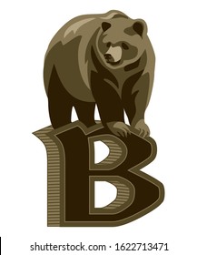 Bear mascot, emblem, symbol on white background.