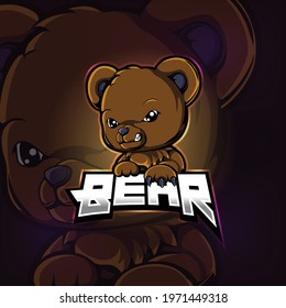 Bear mascot esport logo design of illustration