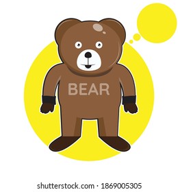 bear mascot in flat design on yellow background