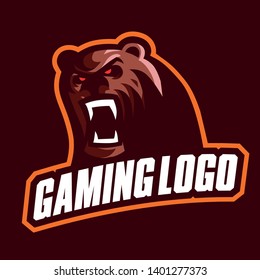 Bear mascot gaming logo vector template