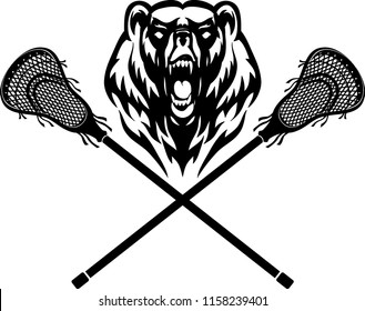 Bear Mascot Lacrosse Badge