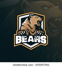 bear mascot logo design with modern illustration concept style for badge, emblem and t shirt printing. bear illustration for sport team.