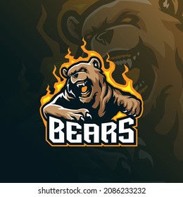 bear mascot logo design with modern illustration concept style for badge, emblem and t shirt printing. angry bear illustration for sport and esport team.