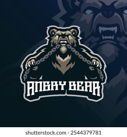 Bear mascot logo design with modern illustration concept style for badge, emblem and t shirt printing. Angry bear illustration for sport team.