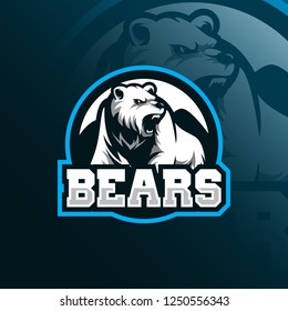 bear mascot logo design vector with modern illustration concept style for badge, emblem and tshirt printing. angry bear illustration with the iceberg behind.